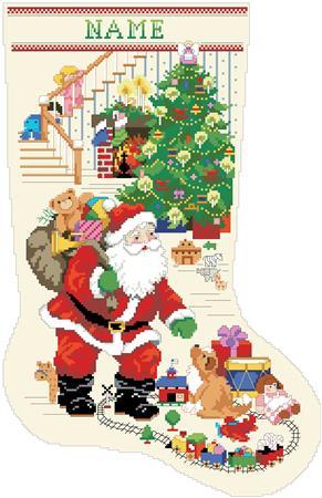 Line Cross Stitch Christmas Stocking