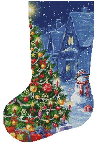 Snowman and Christmas Tree Stocking (Left) - #14174-INT